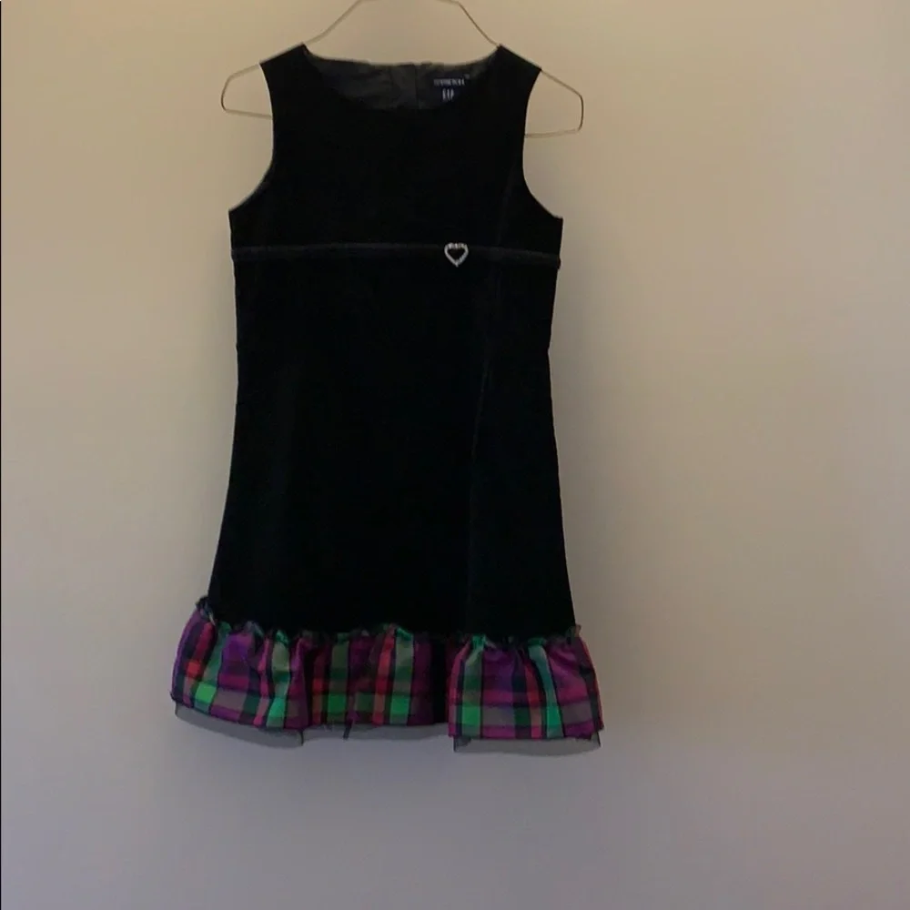 Gap Kids‎ Girls Dress with Plaid Ruffle Hem Black Size M